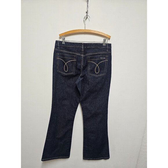 Calvin Klein Jeans Womens 12 Flare Blue Dark Wash Denim Stretch - Picture 6 of 6